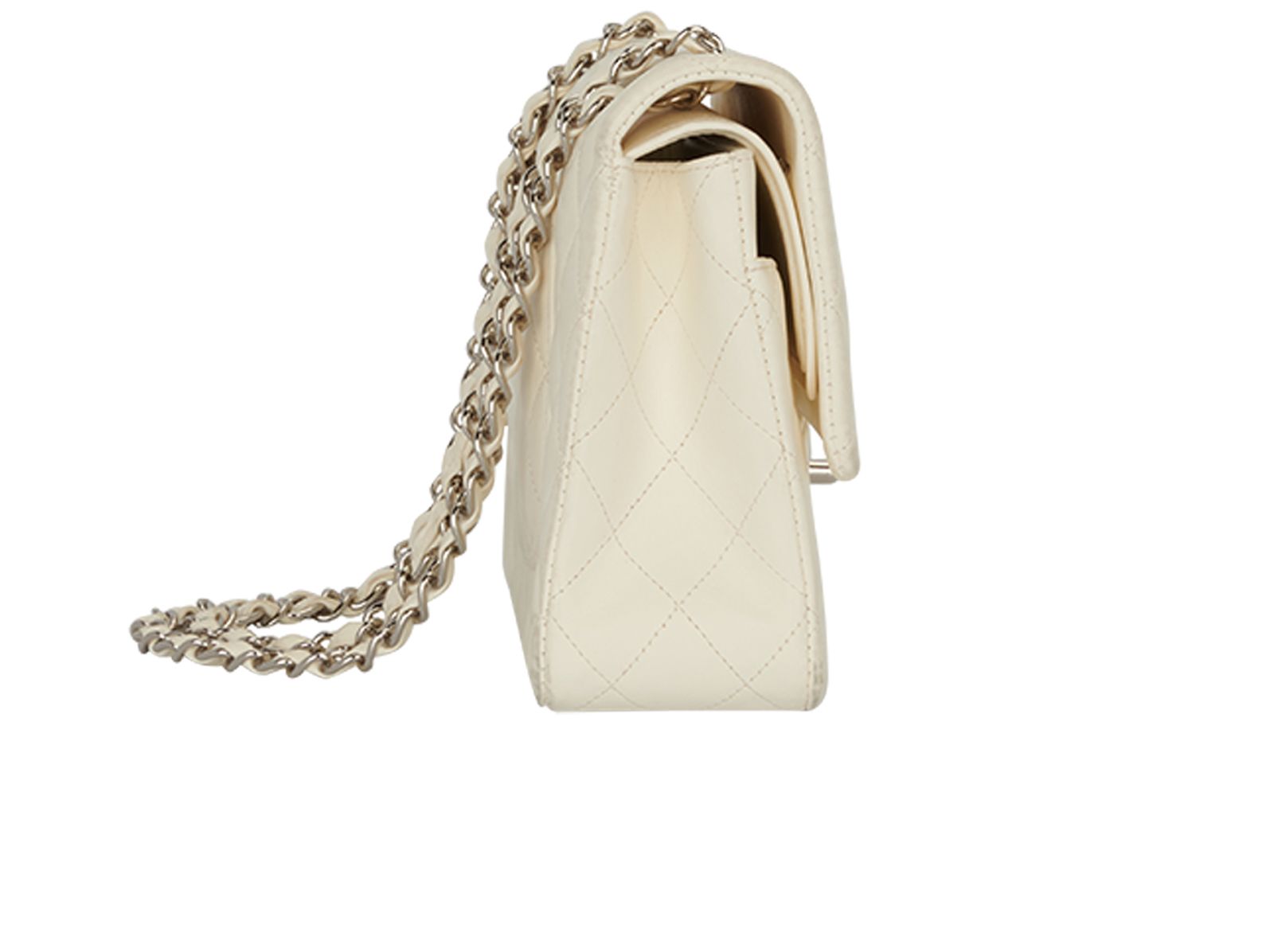 Chanel Medium Double Flap, &pound;5,800, Handbags, White, Leather, Side view